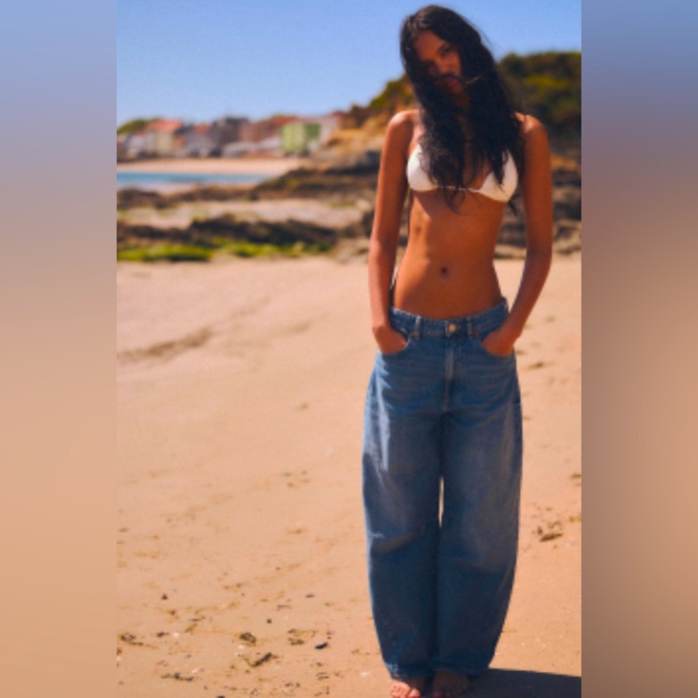 Zara mid waist baggy balloon jeans